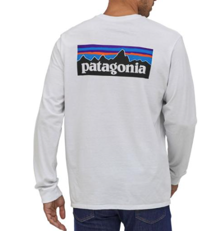 Men's Patagonia P-6 Logo Long-Sleeve Responsibili-Tee White